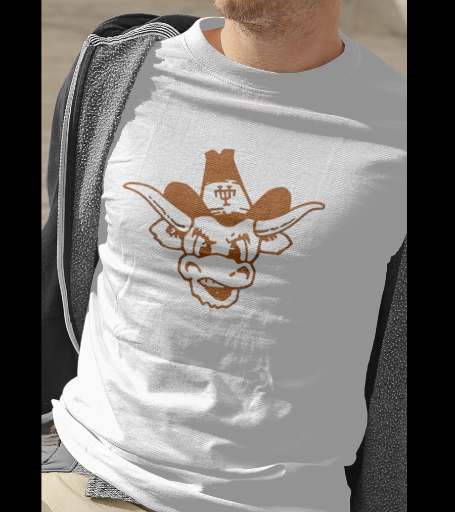 Texas Longhorns Scowling Bull Cowboy Hat Orange T-Shirt
