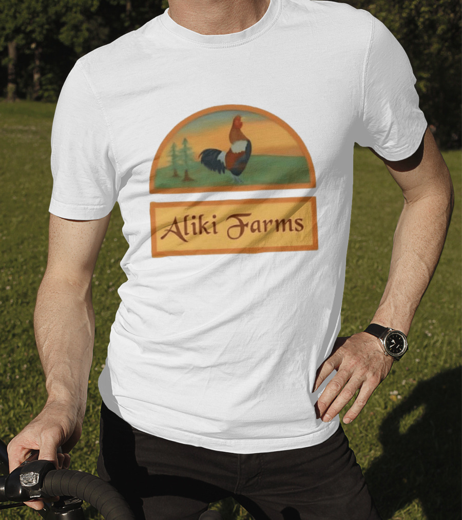Aliki Farms Rooster Scene With Trees T-Shirt