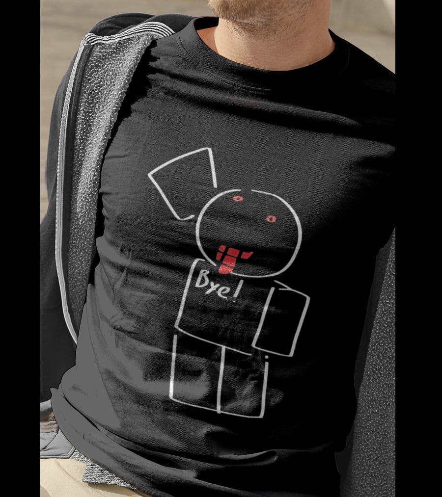 Debunkoider's Bye Robot Stick Figure With Red Tie T-Shirt
