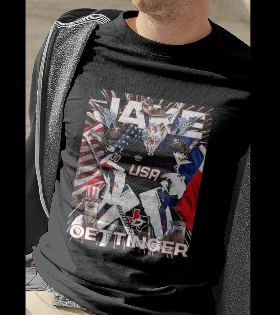 Jake Oettinger USA Hockey Olympics Dallas Stars Bauer T-Shirt