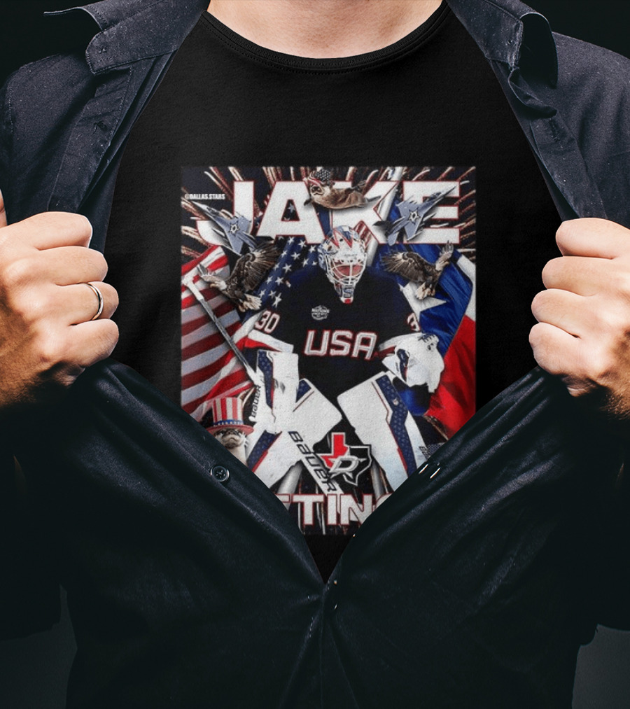 Jake Oettinger USA Hockey Olympics Dallas Stars Bauer T-Shirt