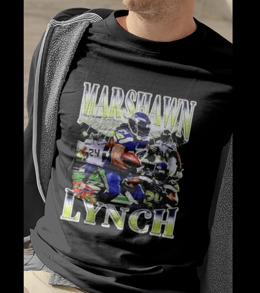 Marshawn Lynch Seattle Seahawks Football Star Running Back Legends T-Shirt
