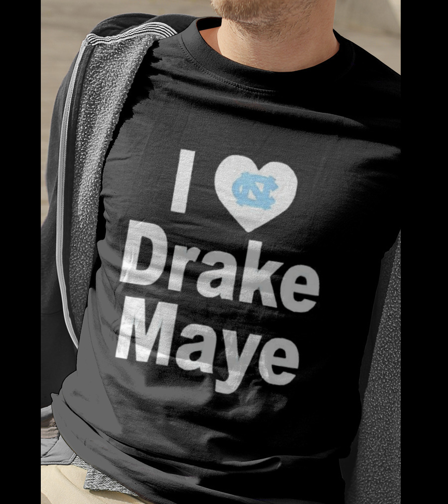 UNC Tar Heels I Love Drake Maye Heart T-Shirt