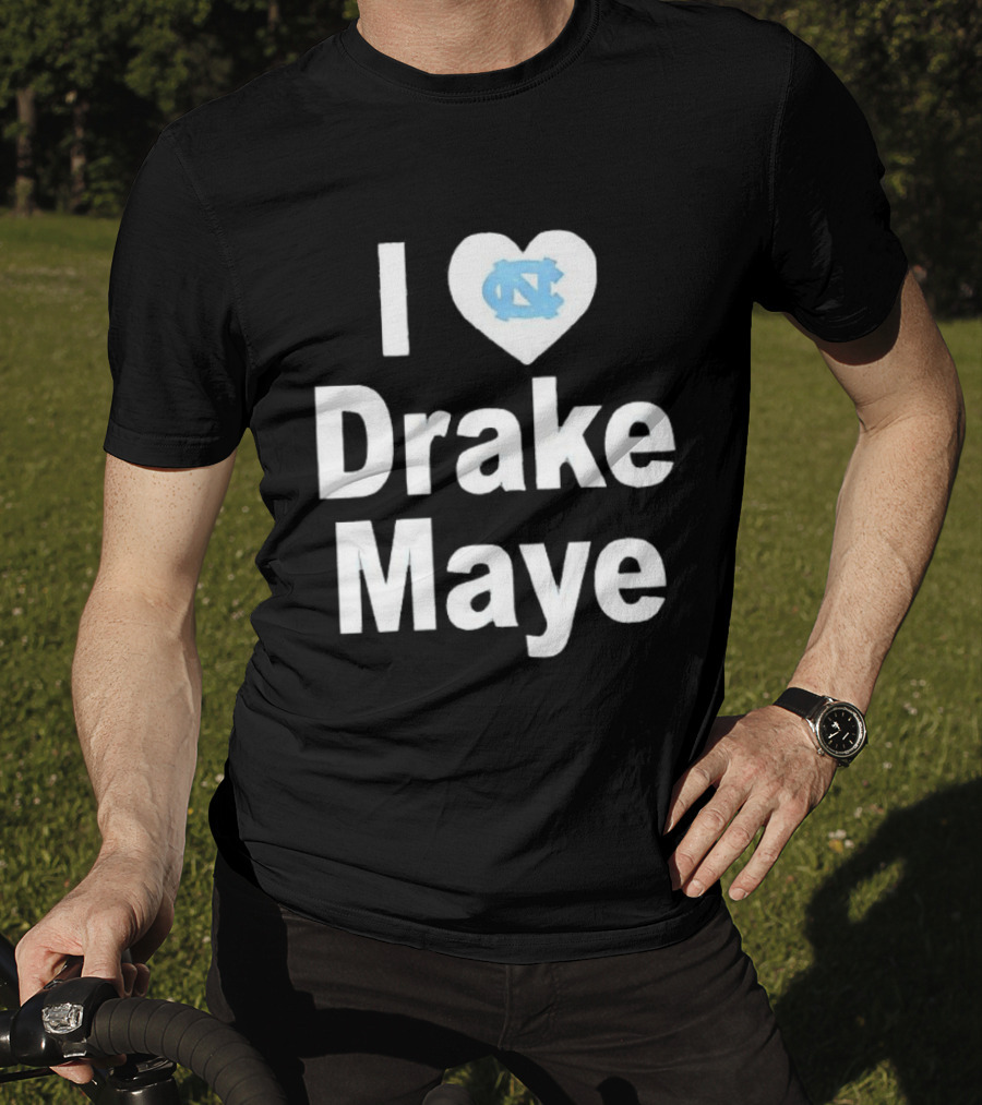 UNC Tar Heels I Love Drake Maye Heart T-Shirt