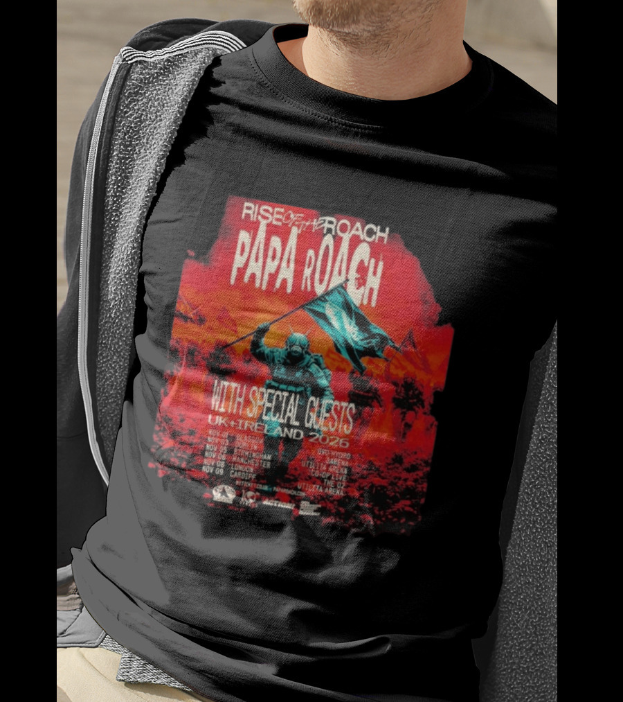 Papa Roach Rise Of The Roach With Special Guests UK Ireland Tour 2026 Dates Glasgow Dublin Birmingham Manchester London Cardiff T-Shirt