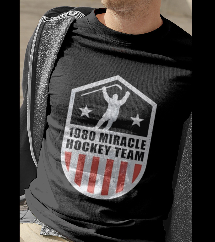 1980 Miracle Hockey Team Stars And Stripes Victory Celebration T-Shirt