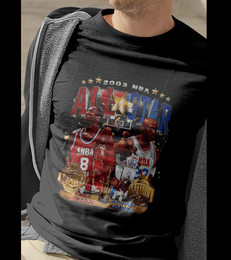 2003 NBA All Star Kobe Bryant Michael Jordan Western Eastern Conference Basketball T-Shirt