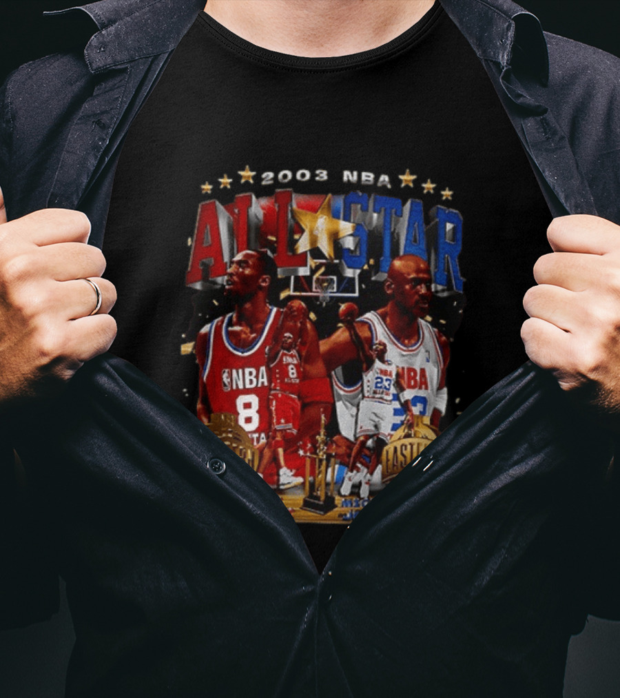 2003 NBA All Star Kobe Bryant Michael Jordan Western Eastern Conference Basketball T-Shirt