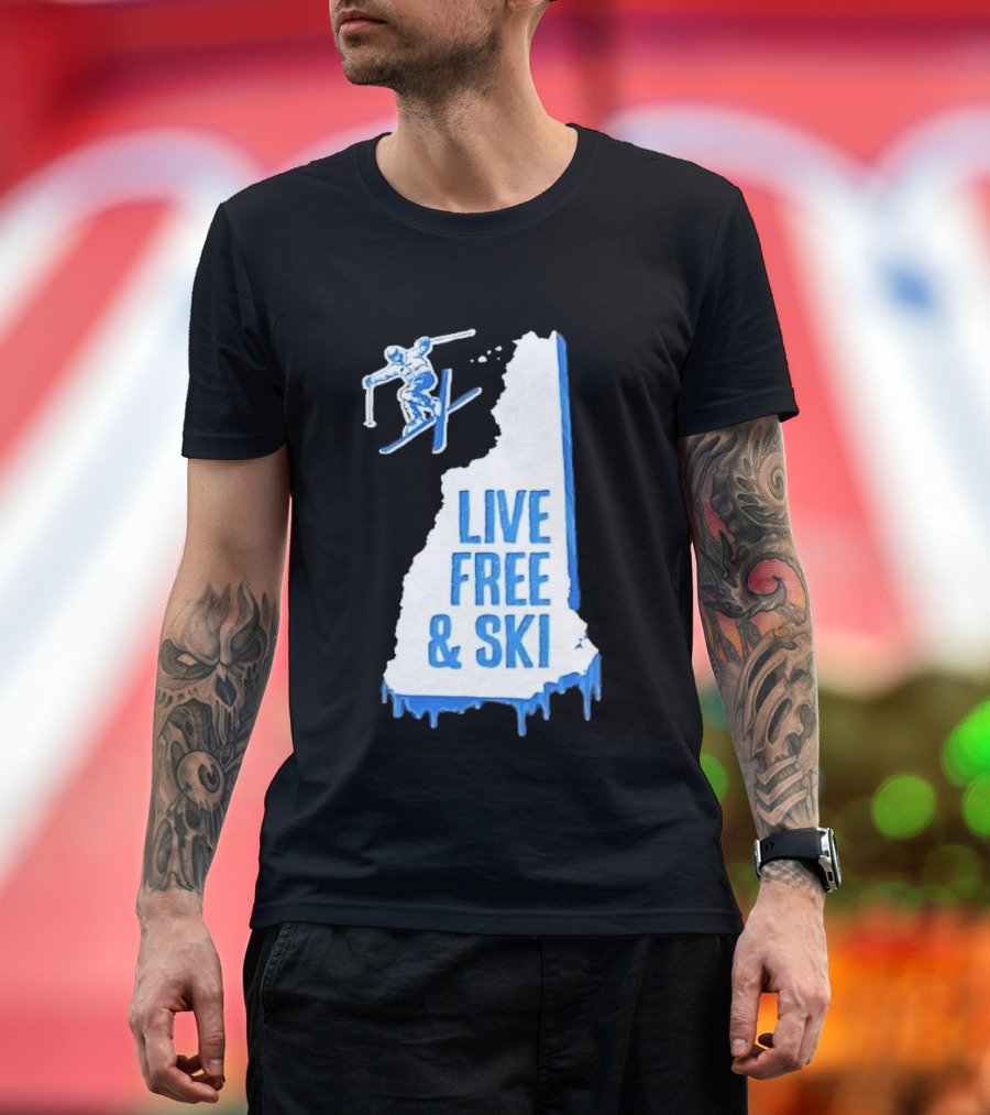 New Hampshire Live Free & Ski Winter Adventure Skiing T-Shirt