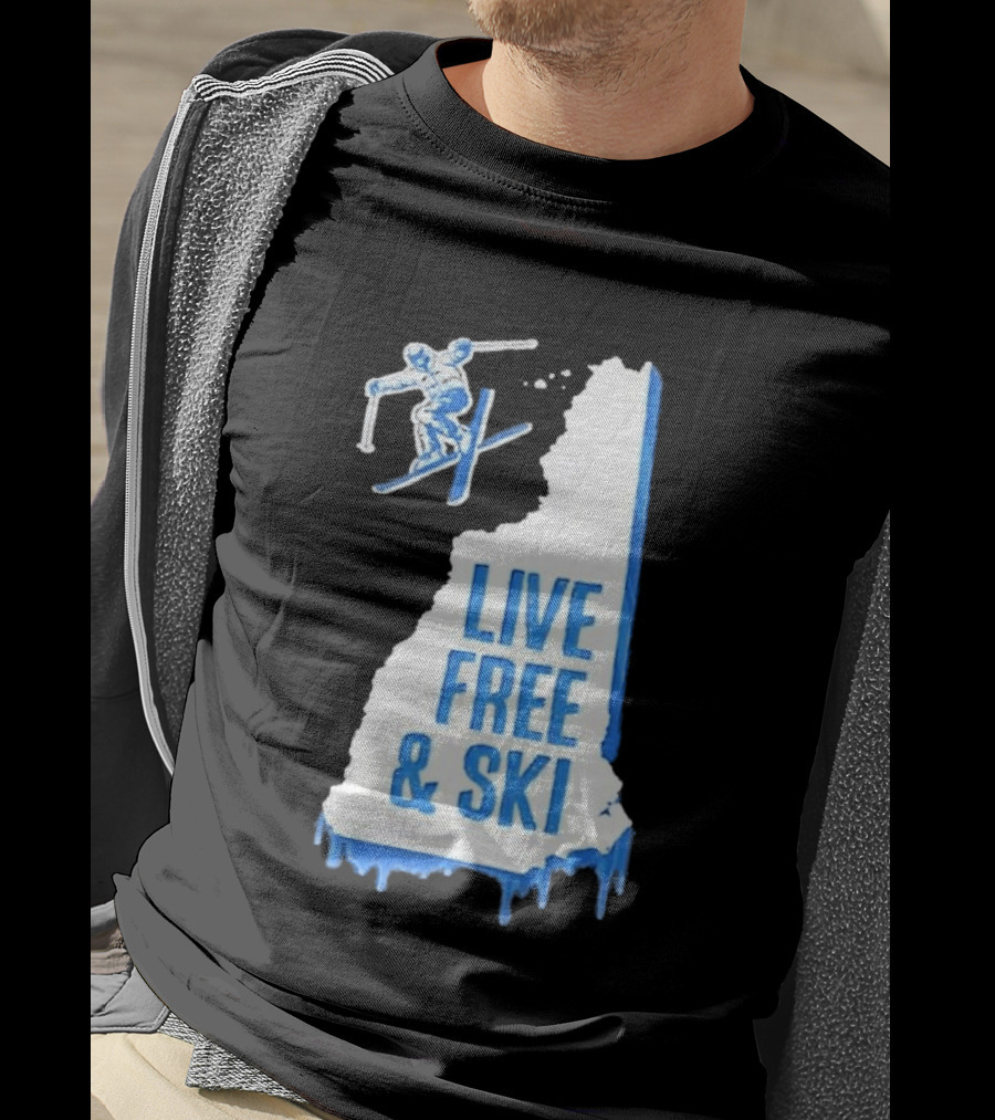 New Hampshire Live Free & Ski Winter Adventure Skiing T-Shirt