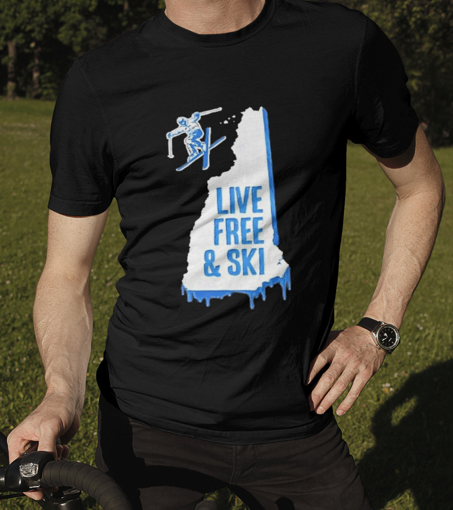 New Hampshire Live Free & Ski Winter Adventure Skiing T-Shirt