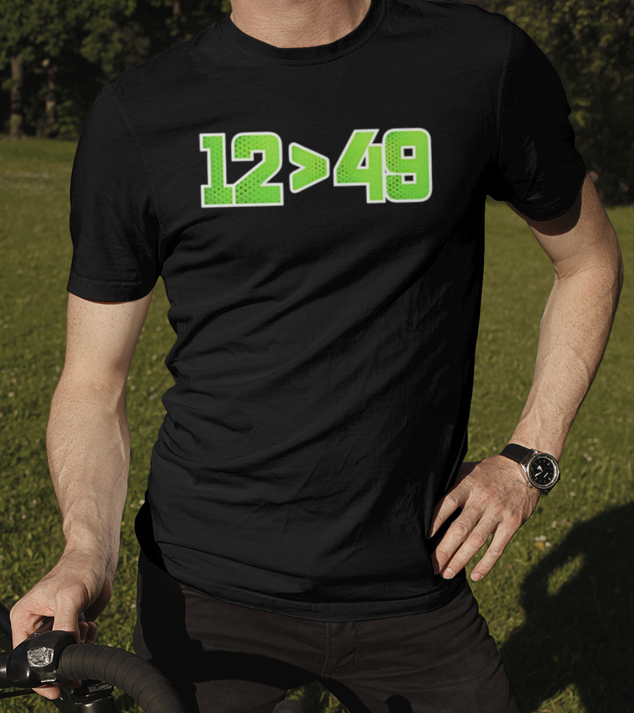Seattle 12 Greater Than 49 Neon Green Football Fan Gear T-Shirt