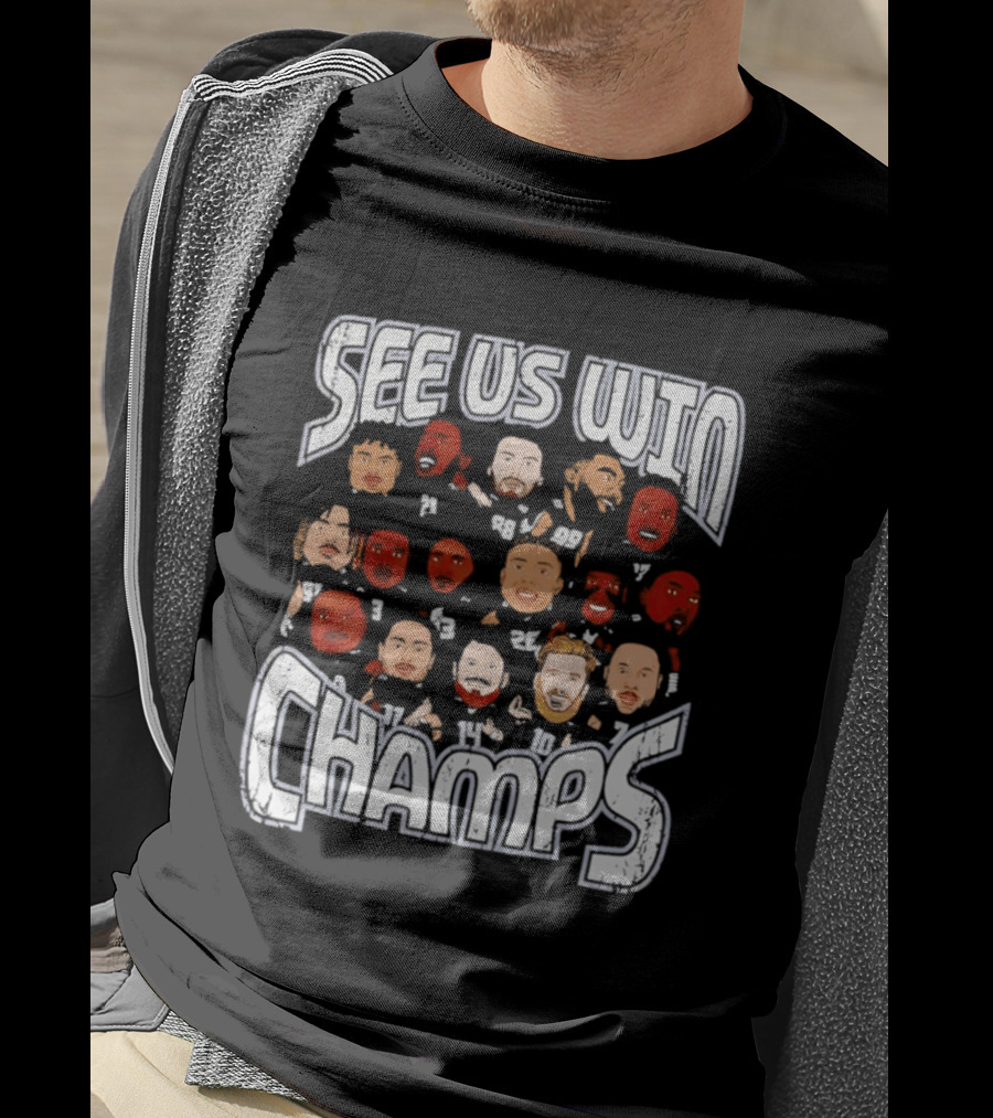 See Us Win Champs Seattle Seahawks Players Cartoon Caricature T-Shirt