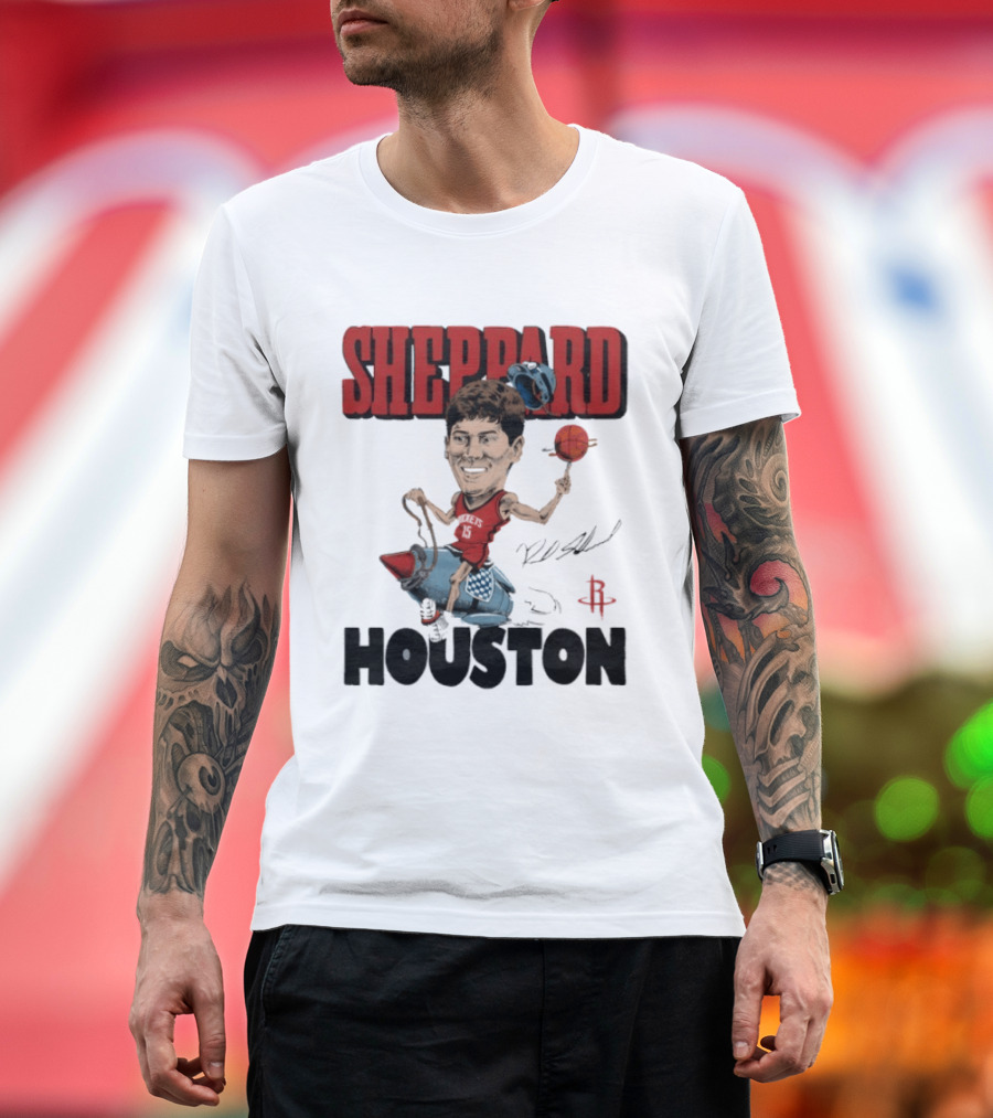 Houston Rockets Sheppard Cartoon Character Rocket T-Shirt