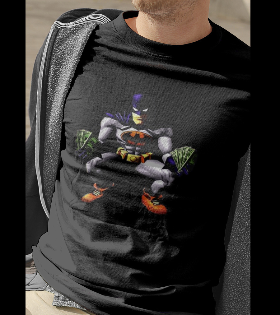 Batman Crouching With Cash And Orange Shoes T-Shirt