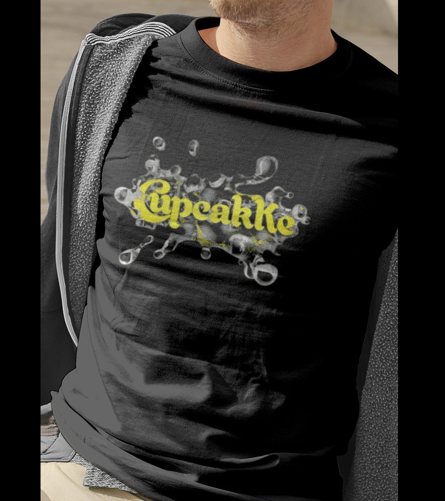 CupcakKe Splash Text Yellow On Metallic Black And Silver Bubble T-Shirt