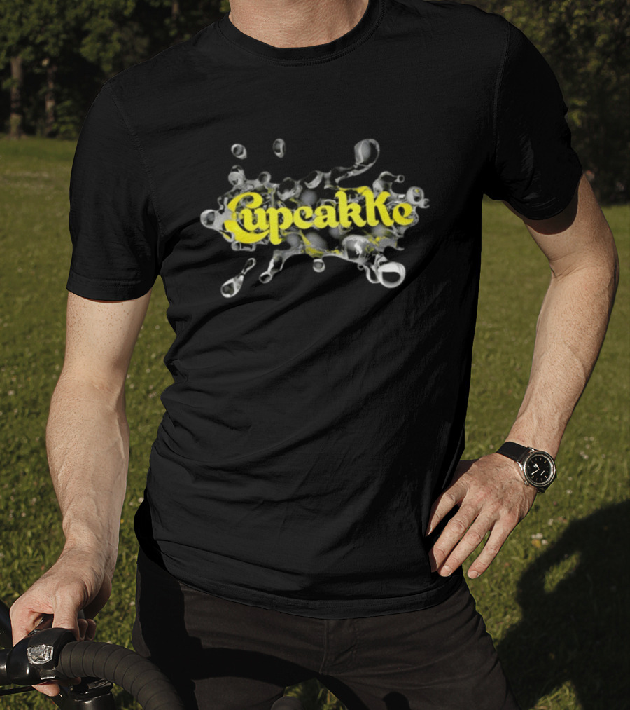 CupcakKe Splash Text Yellow On Metallic Black And Silver Bubble T-Shirt
