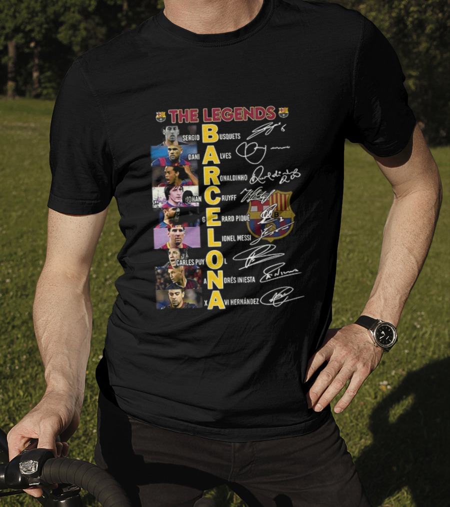 The Legends Barcelona Ronaldinho Sony Anderson Lionel Messi Xavi Hernandez David Villa Sergio Busquets T-Shirt