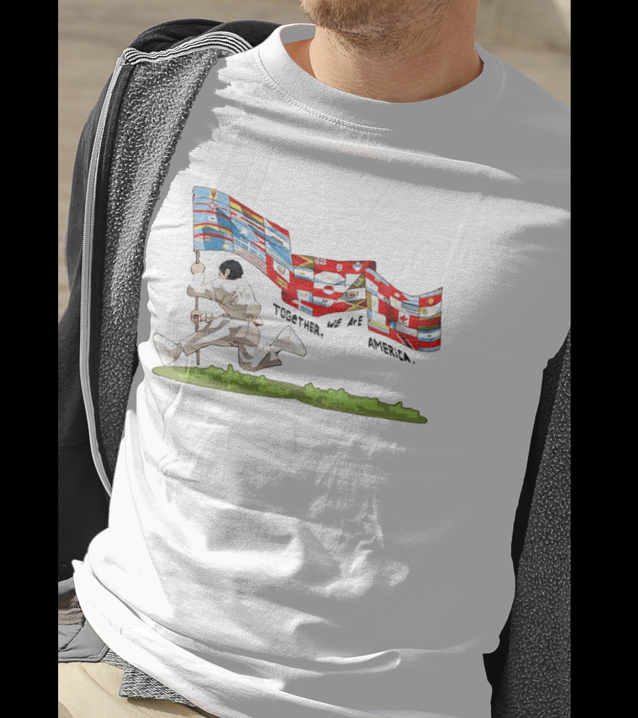 Bad Bunny Together We Are America The Only Thing More Powerful Than Hate Is Love Flags T-Shirt