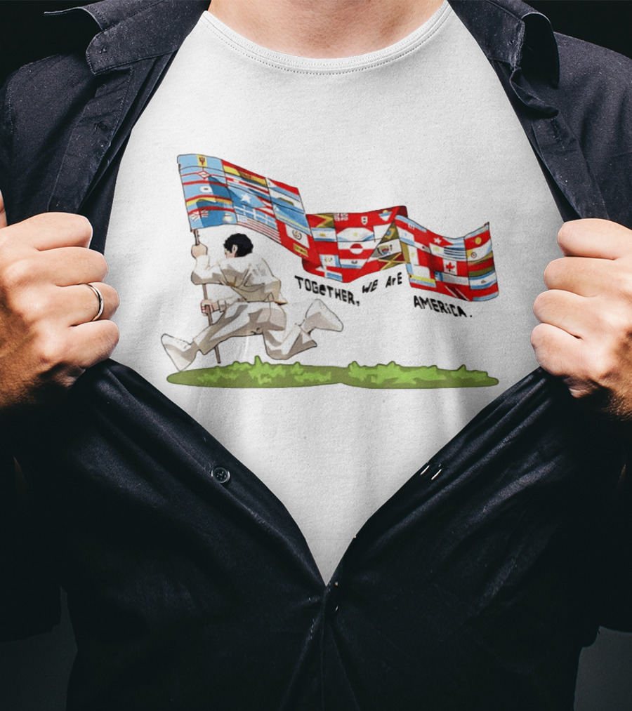 Bad Bunny Together We Are America The Only Thing More Powerful Than Hate Is Love Flags T-Shirt