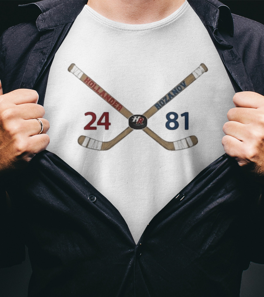 Hollander Rozanov Crossed Hockey Sticks 24 Vs 81 Sports Rivalry T-Shirt
