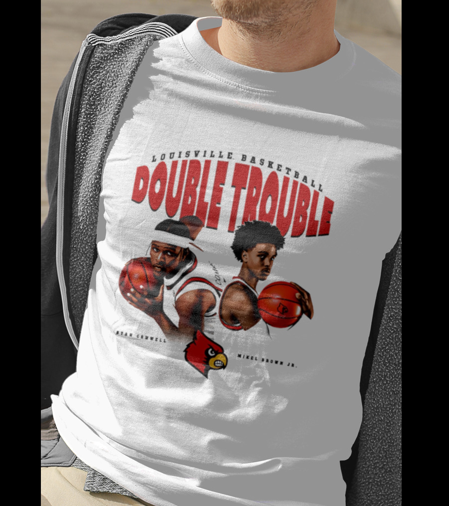 L Louisville Basketball Double Trouble Ryan Conwell Mikel Brown Jr T-Shirt
