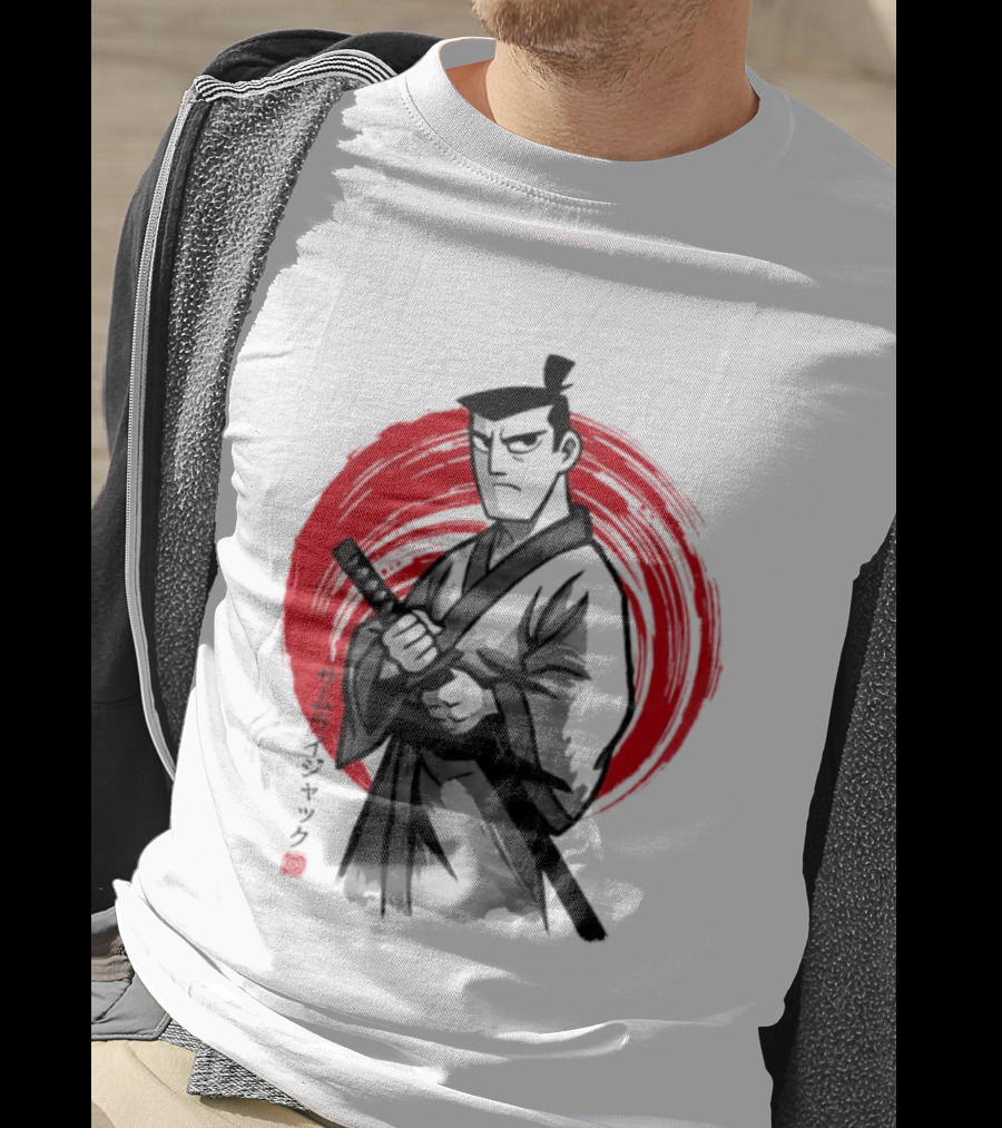 Samurai Jack Sumi E Art Red Circle Japanese Kanji T-Shirt