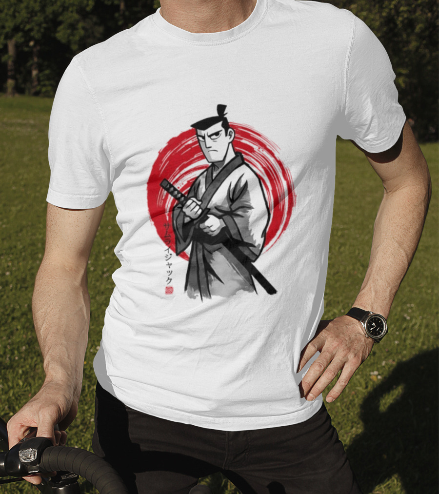 Samurai Jack Sumi E Art Red Circle Japanese Kanji T-Shirt