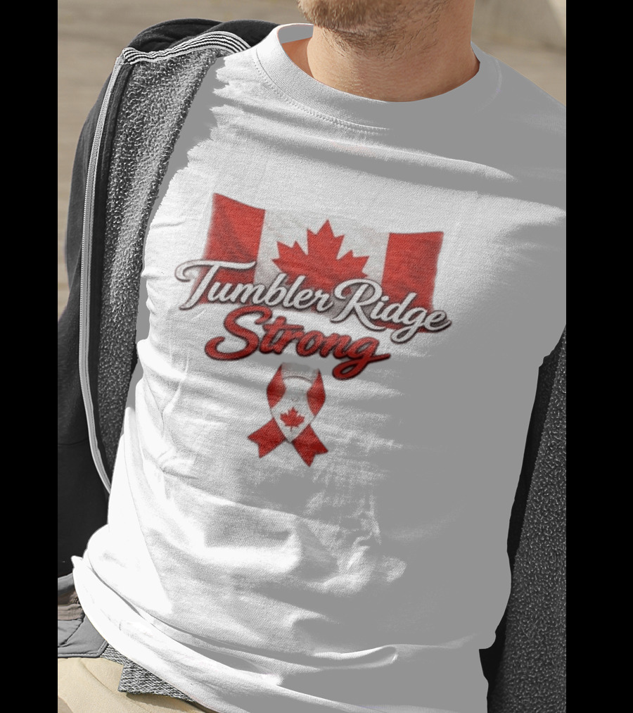 Tumbler Ridge Strong Canada Maple Leaf Ribbon T-Shirt