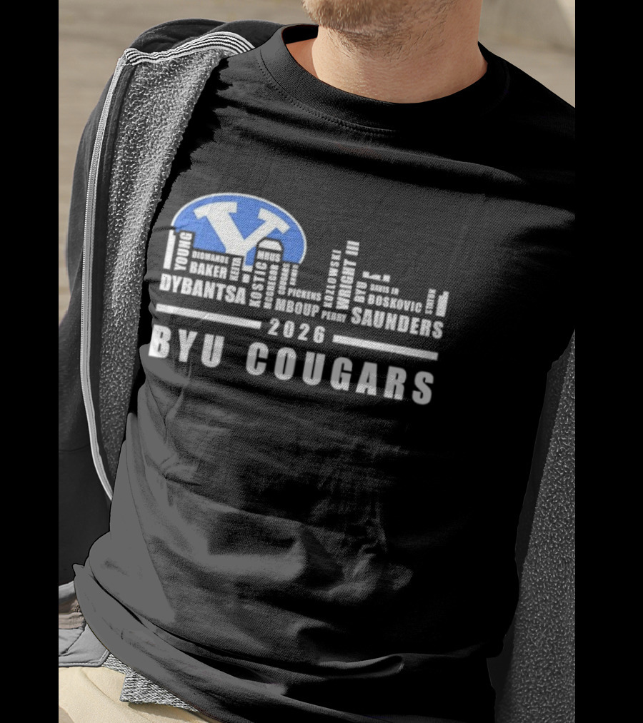 BYU Cougars 2026 Roster Skyline Collins Robinson Hall Saunders T-Shirt
