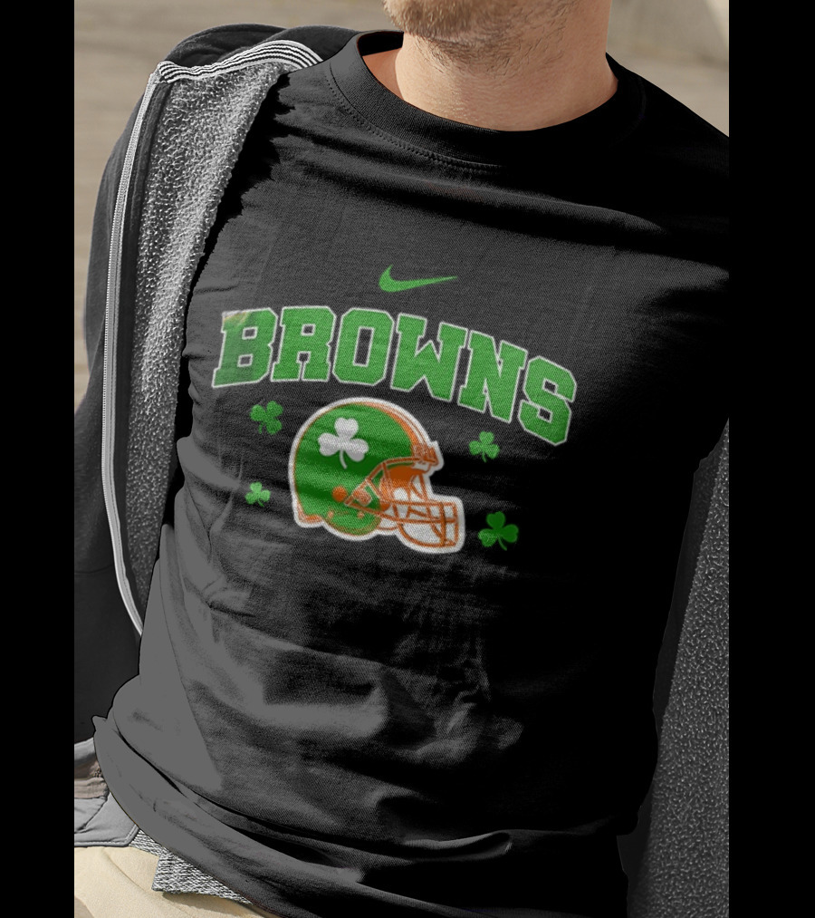 Browns Irish Inspired Football Shamrock Theme Nike T-Shirt