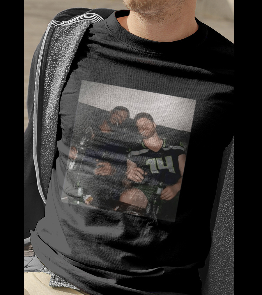 Lombardi Trophy Celebration With Jersey Number 14 NFL Players Drinking Smoking T-Shirt