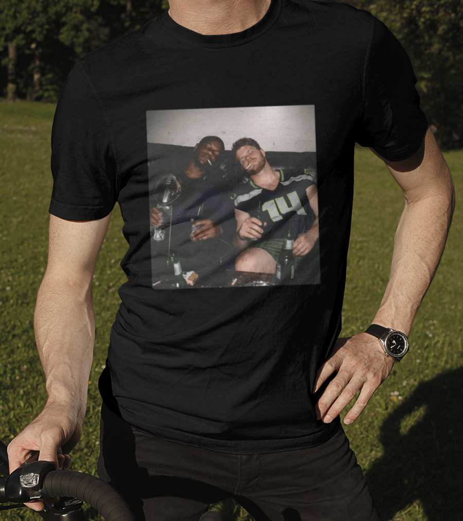 Lombardi Trophy Celebration With Jersey Number 14 NFL Players Drinking Smoking T-Shirt
