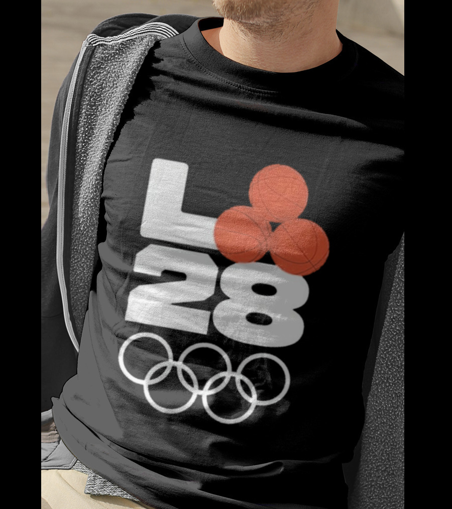 LA28 Basketball Olympic Rings NBA All Star Mitchell Ness Los Angeles T-Shirt