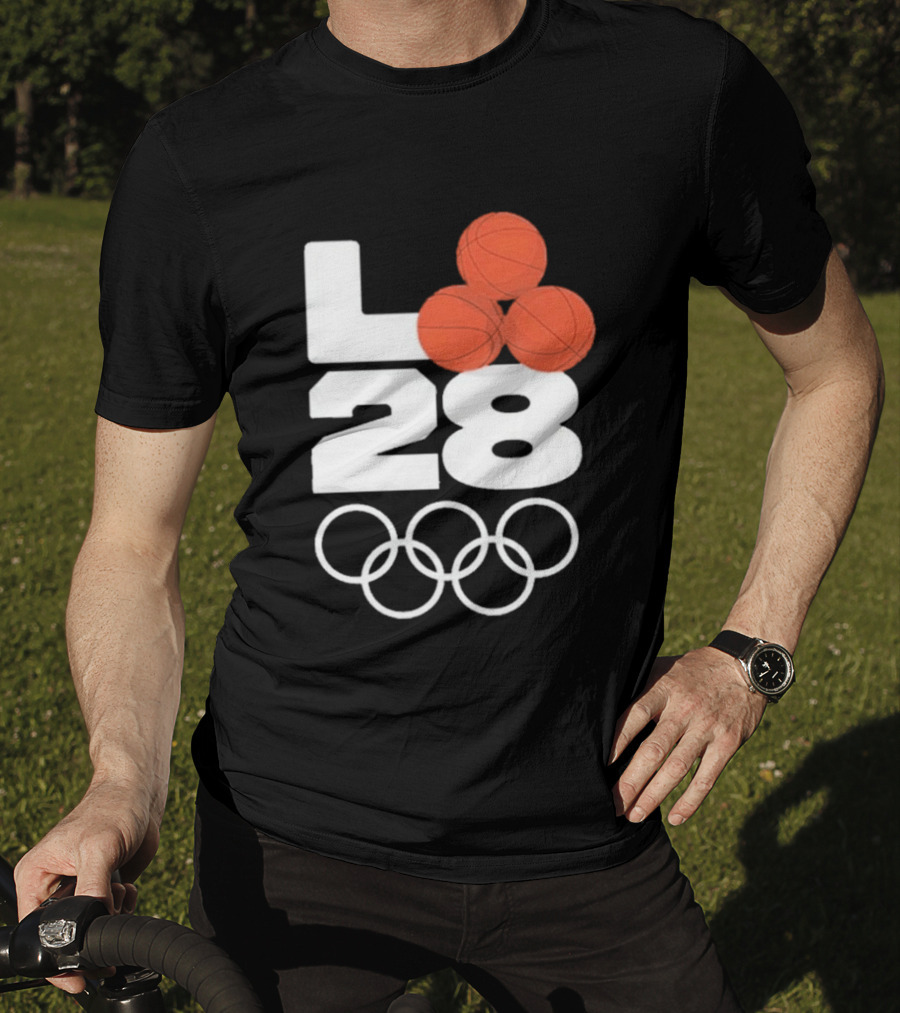 LA28 Basketball Olympic Rings NBA All Star Mitchell Ness Los Angeles T-Shirt