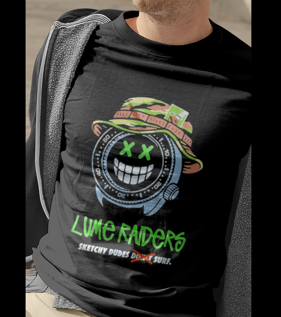 Lume Raiders Sketchy Dudes Don't Surf Face Smiley T-Shirt