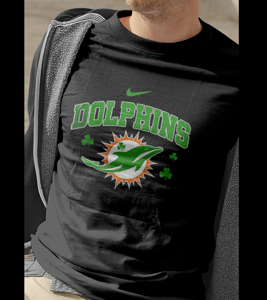 Miami Dolphins Irish Clover Nike Sports Fan T-Shirt