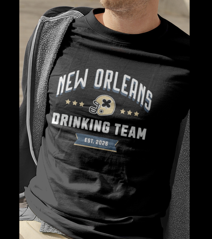 New Orleans Drinking Team Est. 2026 Football Helmet Stars T-Shirt