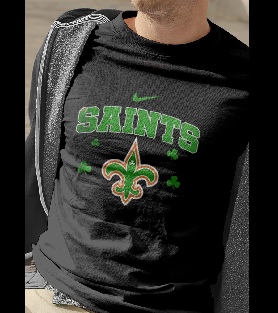 New Orleans Saints Irish Woman Soul Of A Witch Nike Green Shamrock Fleur De Lis T-Shirt