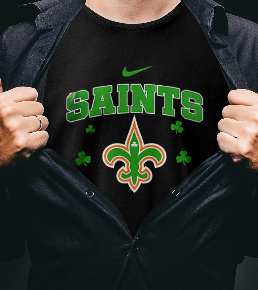New Orleans Saints Irish Woman Soul Of A Witch Nike Green Shamrock Fleur De Lis T-Shirt