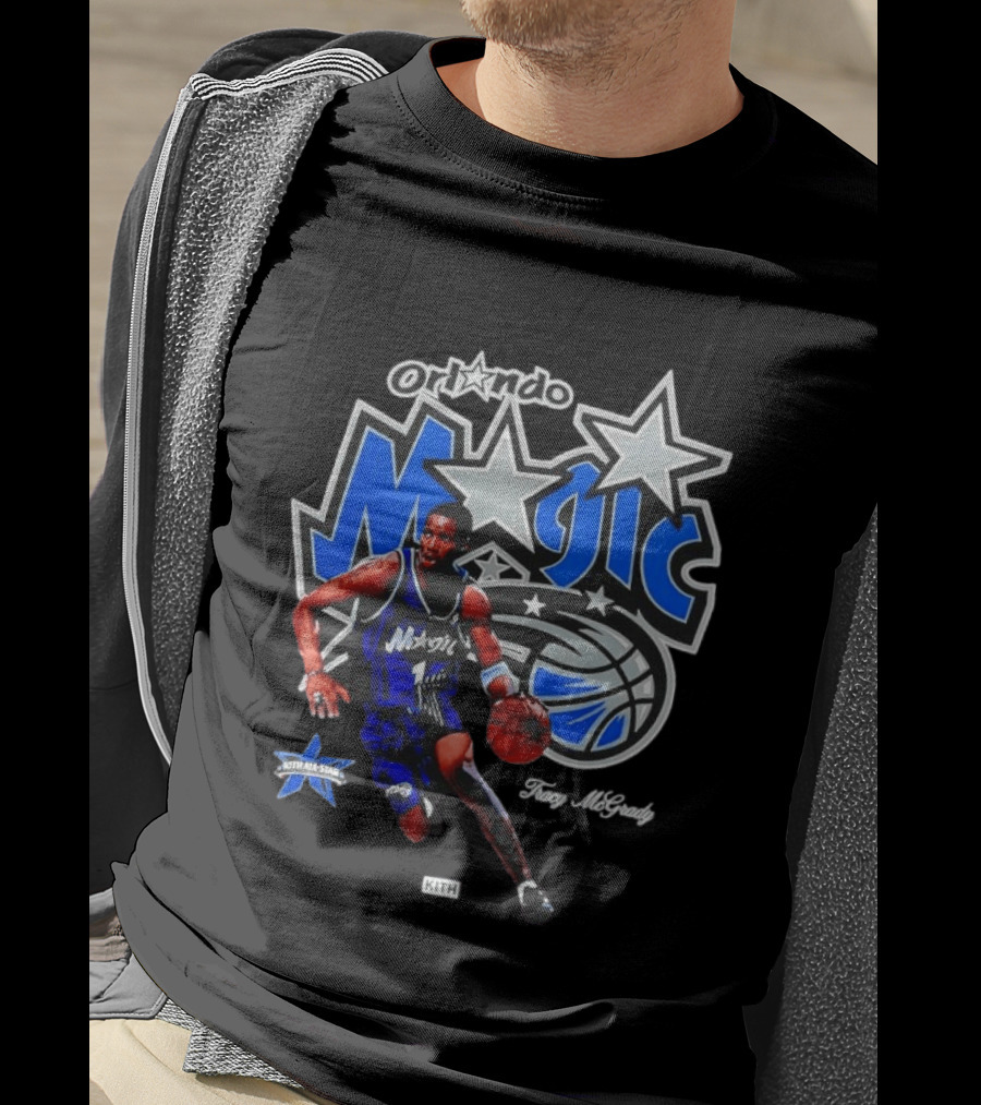 Tracy McGrady Orlando Magic NBA All Star KITH Basketball Player Iconic Blue Jersey T-Shirt