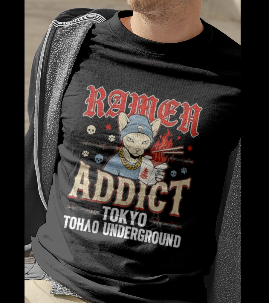 Ramen Addict Tokyo Underground Anime Style Eating Noodles Japan Culture T-Shirt