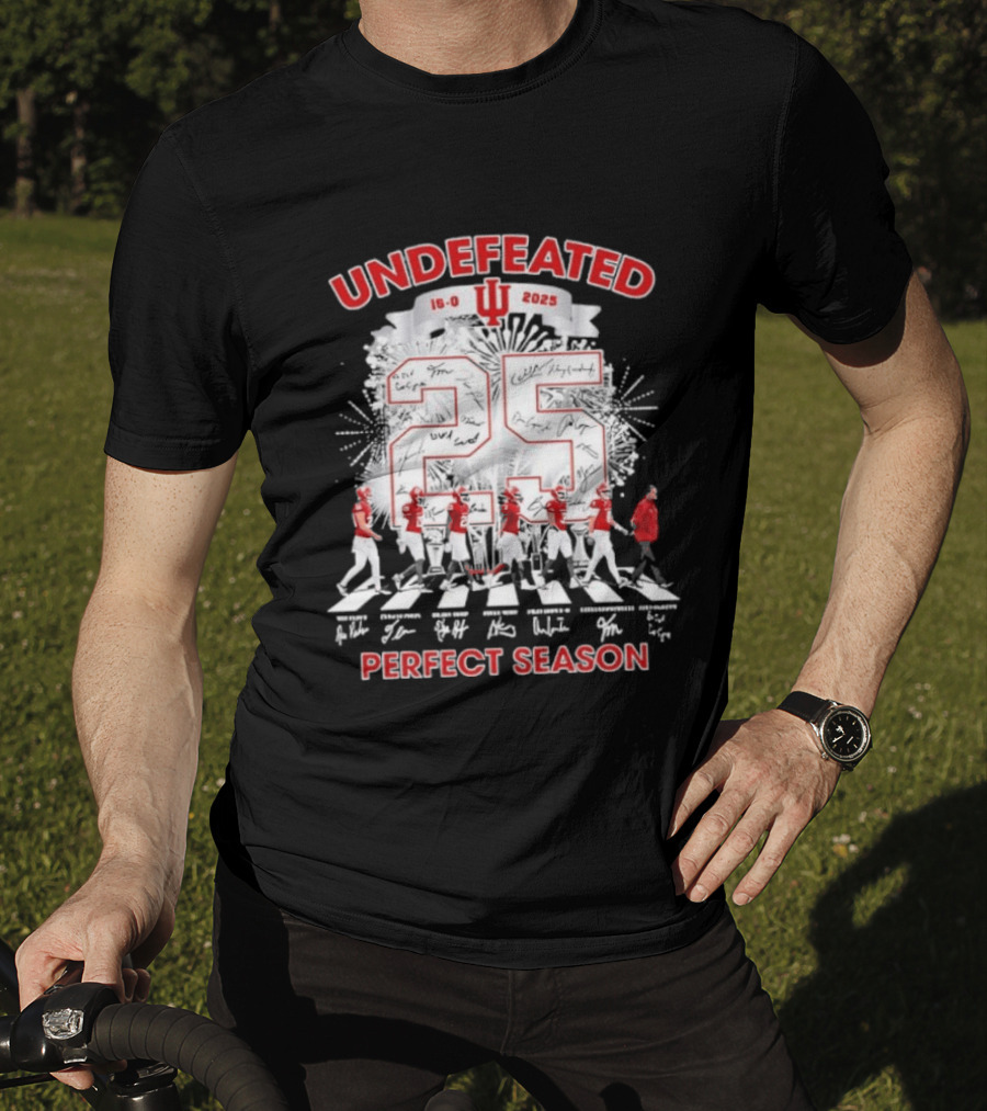 Undefeated Indiana Hoosiers 16 0 Perfect Season 2025 Abbey Road Signatures T-Shirt