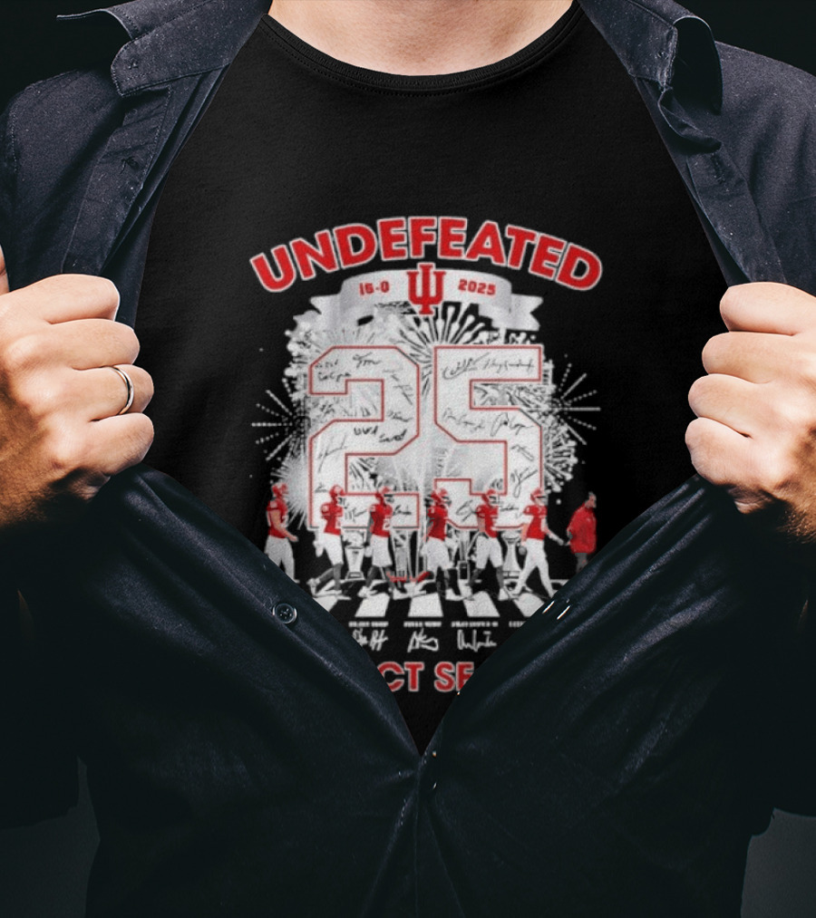 Undefeated Indiana Hoosiers 16 0 Perfect Season 2025 Abbey Road Signatures T-Shirt