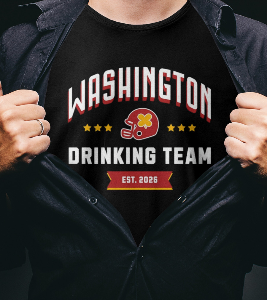 Washington Commanders Drinking Team St. Patrick's Day Helmet Clover Est. 2026 T-Shirt