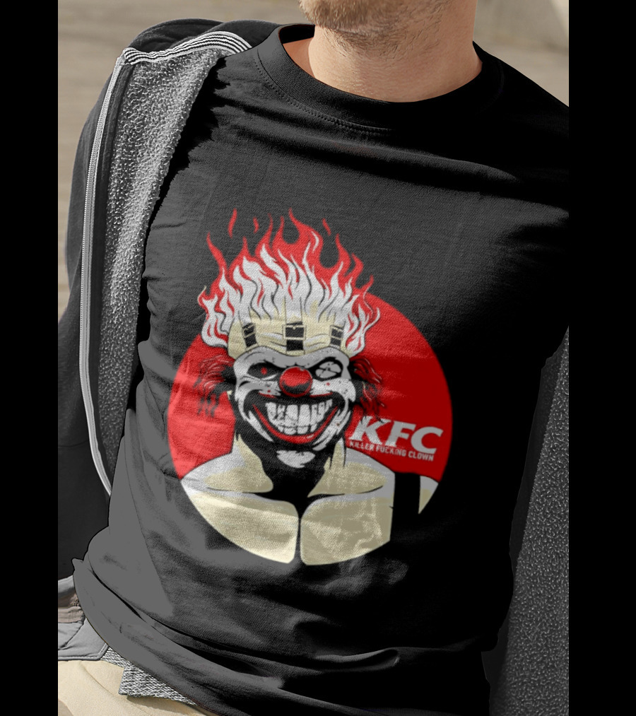 KFC Killer Clown Flaming Hair Grinning Face T-Shirt
