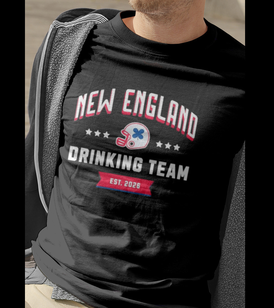 New England Drinking Team Est 2026 Football Helmet Four Stars T-Shirt