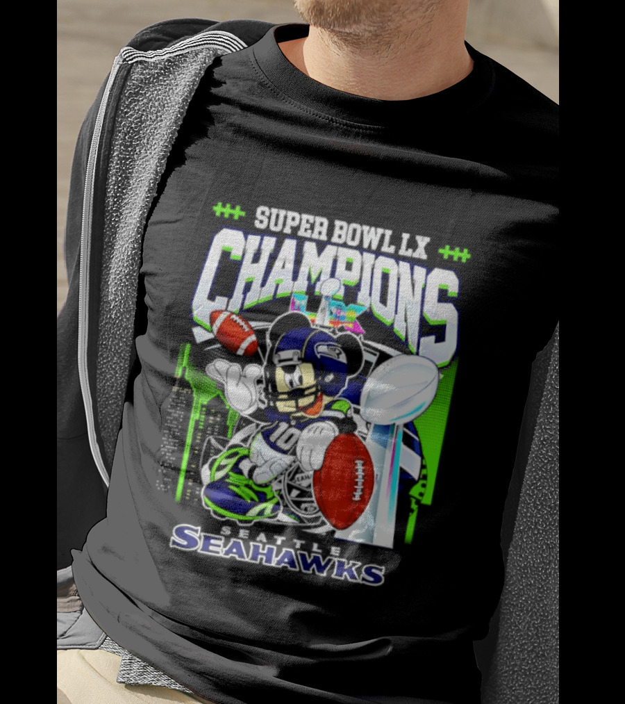 Super Bowl XLVIII Champions Mickey Mouse Seattle Seahawks T-Shirt