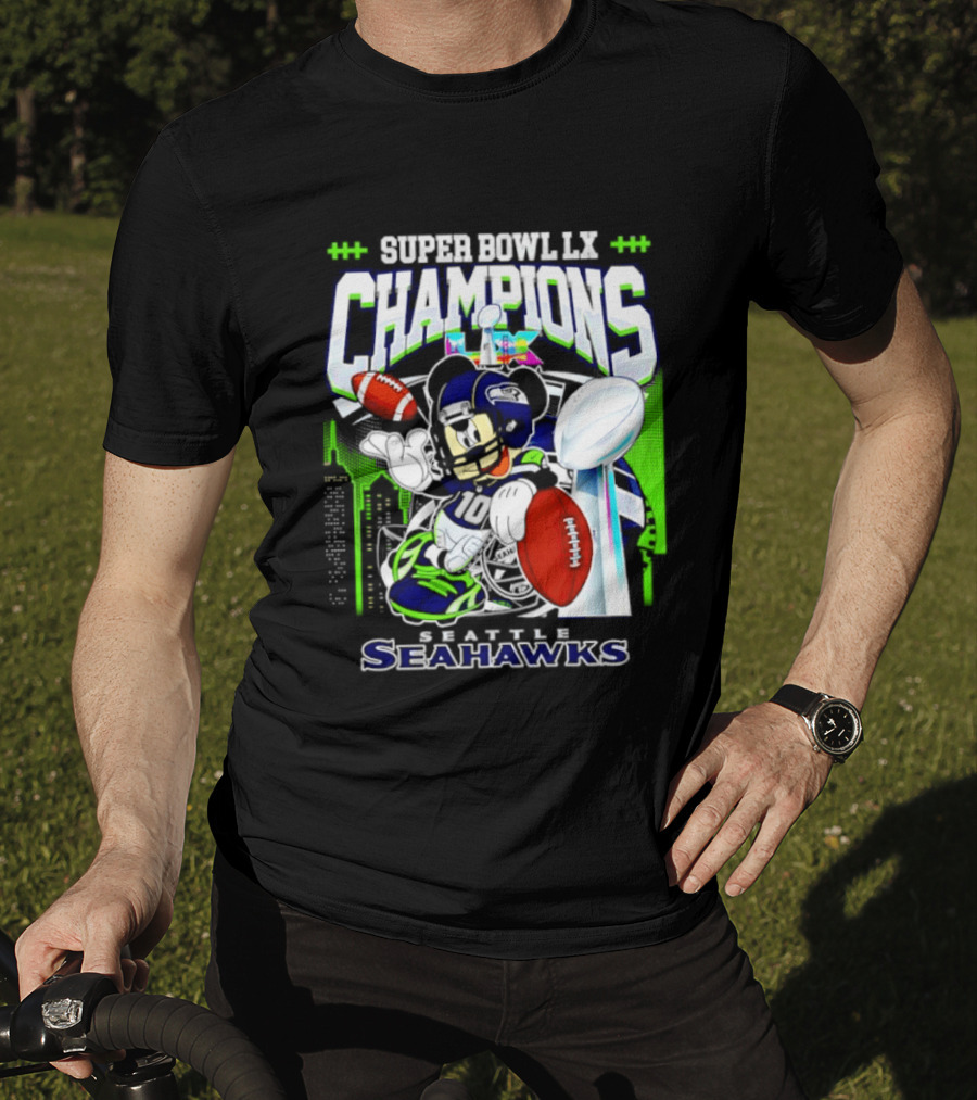 Super Bowl XLVIII Champions Mickey Mouse Seattle Seahawks T-Shirt