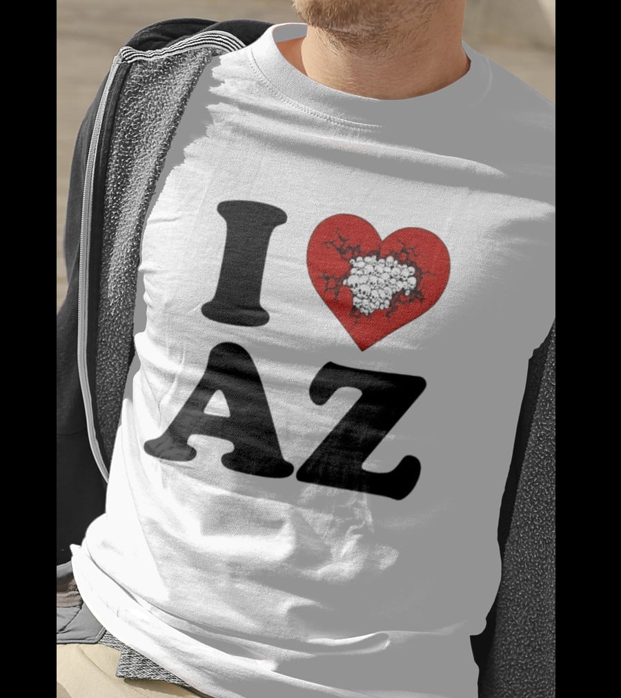 I Heart AZ Skull Filled Red Heart T-Shirt
